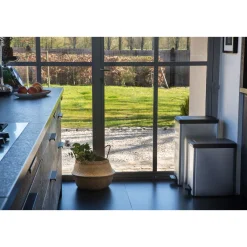 Curver Mülleimer DECO Bin SLIM 25L mit Pedal schwarz silber metallic