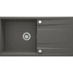 1 Becken Granitspüle ERIDAN mit Abtropffläch anthrazit metallic^deante