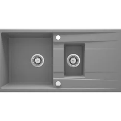 deante 1,5 Becken Granitspüle ERIDAN mit Abtropffläche grau metallic