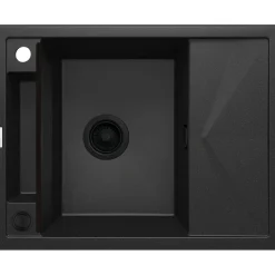 1 Becken Granitspüle MAGNETIC mit kurzer Abtropffläch graphit metallic^deante Hot