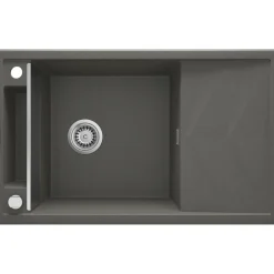 deante 1 Becken Granitspüle MAGNETIC mit Abtropffläch anthrazit metallic