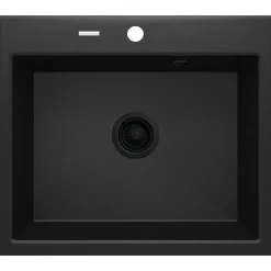 1 Becken Granitspüle ANDANTE ohne Abtropffläch graphit metallic^deante New