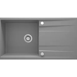 1 Becken Granitspüle ERIDAN mit Abtropffläche grau metallic^deante Clearance