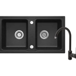 deante Granitspülen-Set ZORBA mit Armatur graphit