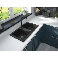 deante Granitspülen-Set ZORBA mit Armatur graphit