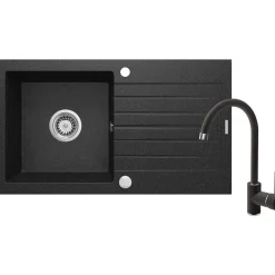 Granitspülen-Set ZORBA mit Armatur graphit*deante