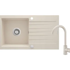 Granitspülen-Set ZORBA mit Armatur beige^deante Sale