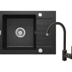 deante Granitspülen-Set ZORBA mit Armatur graphit