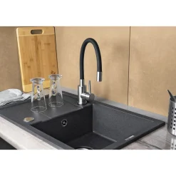 deante Spültischarmatur LUNO Edelstahl/ schwarz