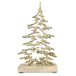 Dekobaum auf Holzsockel Aluminium 14 x 5 x 24 cm gold^ Best