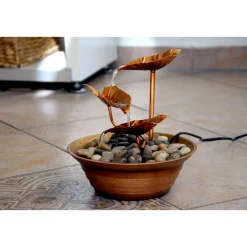 dobar Design-Zimmerbrunnen 22,5 x 23,5 x22,5 cm braun