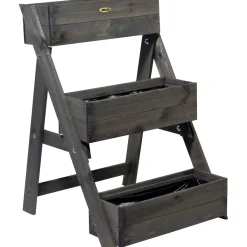 dobar Dreistufige Pflanztreppe 70 x 90 x 60 cm grau