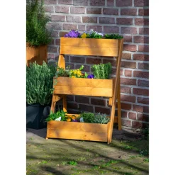 dobar Dreistufige Pflanztreppe 70 x 90 x 60 cm braun