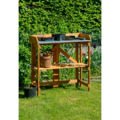 dobar Pflanztisch klappbar 85 x 89 x 44 cm braun