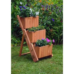 Pflanztreppe ausklappbar 41 x 85 x 55 cm grau Kiefer braun*dobar Sale
