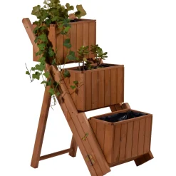 Pflanztreppe ausklappbar 41 x 85 x 55 cm grau Kiefer braun*dobar Sale