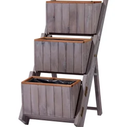 dobar Pflanztreppe ausklappbar 41 x 85 x 55 cm grau Kiefer grau