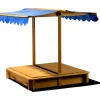 Sandkasten mit schwenkbarem Dach 120 x 120 x 120 cm hellbraun^dobar New