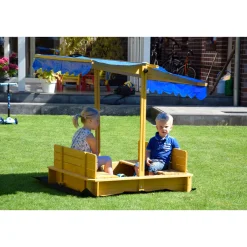 Sandkasten mit schwenkbarem Dach 120 x 120 x 120 cm hellbraun^dobar New