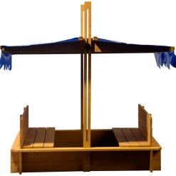 Sandkasten mit schwenkbarem Dach 120 x 120 x 120 cm hellbraun^dobar New