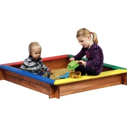 dobar Sandkasten mit Sitzflächen 117 x 18 x 117 cm mehrfarbig