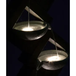 dobar XL Design-Gartenbrunnen mit LEDs 20,5 x 100,5 x 41,5 cm grau