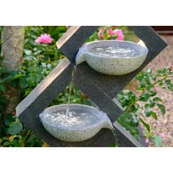 dobar XL Design-Gartenbrunnen mit LEDs 20,5 x 100,5 x 41,5 cm grau