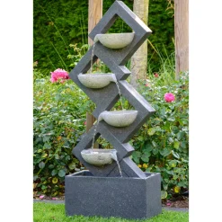 dobar XL Design-Gartenbrunnen mit LEDs 20,5 x 100,5 x 41,5 cm grau