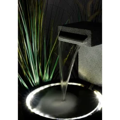 dobar XL Design-Gartenbrunnen mit LEDs 52 x 65 x 44 cm grau