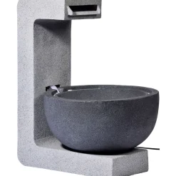 dobar XL Design-Gartenbrunnen mit LEDs 52 x 65 x 44 cm grau