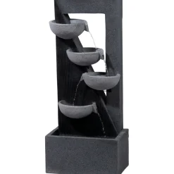 dobar XL Design-Gartenbrunnen mit LEDs 40 x 92 x 25 cm grau