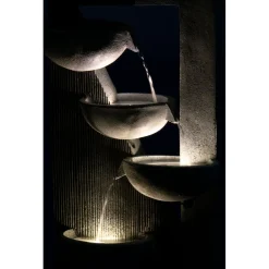 dobar XL Design-Gartenbrunnen mit LEDs 40 x 92 x 25 cm grau