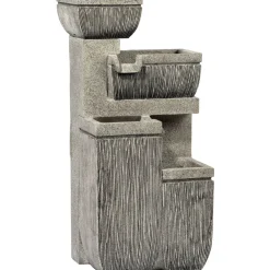 dobar XL Design-Gartenbrunnen mit LEDs 32,3 x 80,3 x 38,7 cm grau