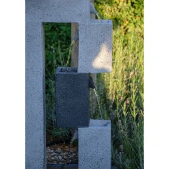 XL Design-Gartenbrunnen mit LEDs 21,5 x 90,5 x 40,5 cm grau^dobar Discount