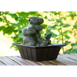 Zimmerbrunnen mit Frosch 20 x 21,5 x 20 cm grau-schwarz*dobar Best