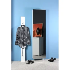 Drehschrank Ordnung mit Spiegelfront 50 x 195 x 18 cm weiß^ Outlet