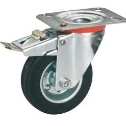 Dörner + Helmer Transportgeräte-Lenkrolle mit Vollgummireifen Stahlfelge und Feststeller 100 x 30 mm