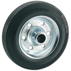 Dörner + Helmer Transportgeräterollen-Rad mit Vollgummireifen Stahlfelge und Rollenlager 125 x 37 mm