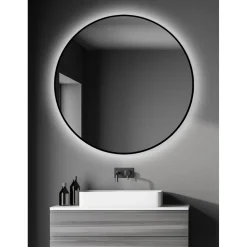 Design LED Lichtspiegel Silver Globo Black Dm 100 cm*DSK New