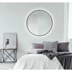 Design LED Lichtspiegel Silver Globo Black Dm 100 cm*DSK New