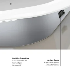 Design LED Lichtspiegel Silver Luna 180 x 70 cm*DSK Online