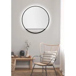 Design LED Lichtspiegel Silver Cosmos Black Dm 80 cm*DSK Best