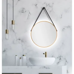 DSK Design LED Lichtspiegel Silver Barbier Gold Dm 50 cm