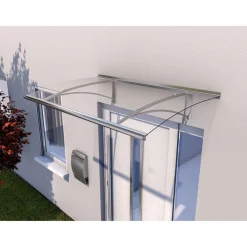 Pultvordach Typ PT/G gebogen Edelstahloptik 160 x 90 x 27 cm^Durabil Best