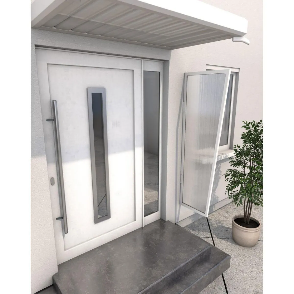 Durabil Seitenblende B2 weiß Stegplatte klar 6 mm 45 x 60 x 175 cm