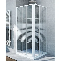 Eckdusche Java 79-90 x 185 x 79-90 cm mit Streifendekor^ Online