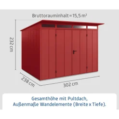Gerätehaus Elegant-PTyp 3RAL3004 2 flg^EcoStar Sale