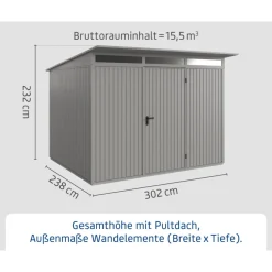 EcoStar Gerätehaus Trend-PTyp 3RAL9007 1 flg