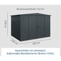 EcoStar Gerätehaus Trend-STyp 3RAL7016 2 flg