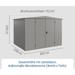 EcoStar Gerätehaus Trend-STyp 3RAL9007 2 flg